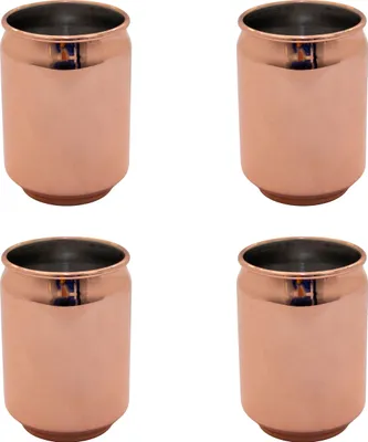 Produktbild von AcMax 4 Stück Becher Dosenform Kupferbecher gehämmert Cocktail Tasse