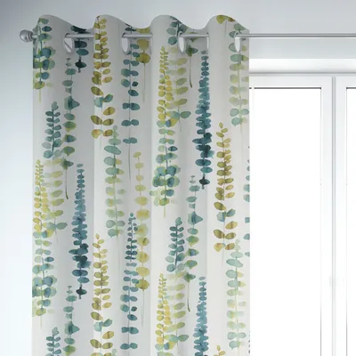 Produktbild von SCHÖNER LEBEN. Vorhang Ranken Blätter Aquarell weiß grün blau 245cm Aufhängung Ösen