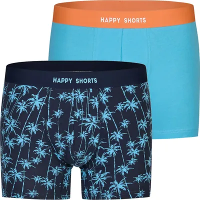 Produktbild von 2 Happy Shorts Jersey Trunk Herren Boxershorts Pant Palme Hellblau - Farbe: Palme, Grösse: M