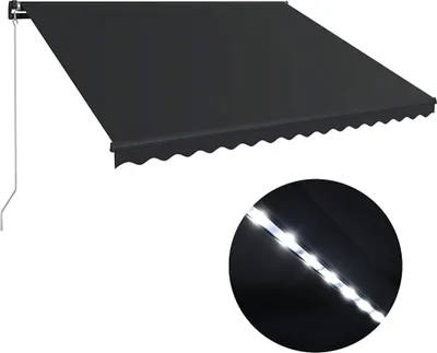 Obrázok produktu pre vidaXL Markíza ručne výsuvná s LED 450x300 cm antracitová