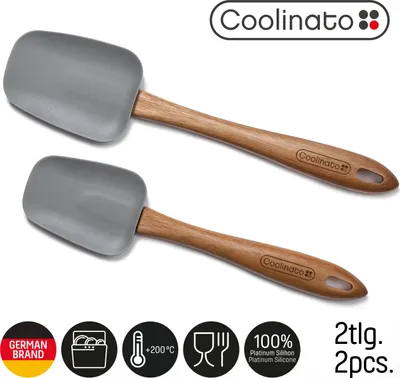 Produktbild von Coolinato 2tlg Set Kochlöffel Akazienholz mit Silikon