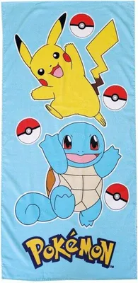 Productafbeelding van Pokemon strandlaken Squirtle en Pikachu 70 x 140 cm lichtblauw
