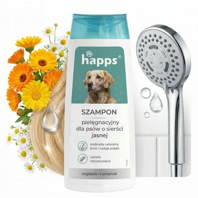 Produktbild von HAPPS – Pflegeshampoo für Hunde mit hellem Fell, 200 ml