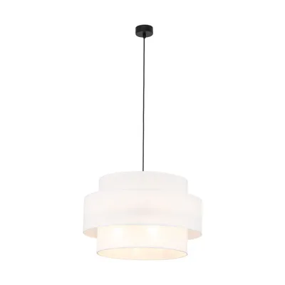 Produktbild von Hängeleuchte Metall Stoff E27 B: 50 cm H: max. 110 cm Schwarz Weiß 3-flammig rund Modern Pendelleuchte