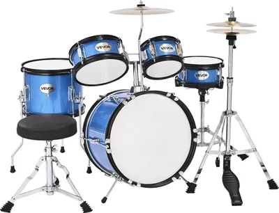 Produktbild von Kinder-Schlagzeug 5-teiliges Junior-Musikinstrument mit 14-Zoll-Bassdrum (blau)