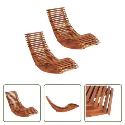 Image de The Living Store Chaises à bascule Bains de soleil 2 pcs. Bois d'acacia