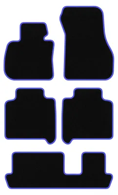 Produktbild von Velours-Fußmatten für BMW 2 F46 2015-2022 (7-Sitzer) – 4-tlg, Schwarz/Blau, passgenau – Wielganizator CARLUX