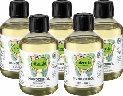 Produktbild von 5 x alverde Naturkosmetik - Mundziehöl Bio-Minze (5 x 200 ml)