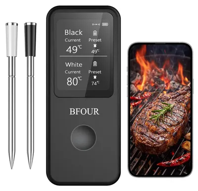 Draadloze vleesthermometer mit 2 Sonden, Bluetooth, ±0,5°C, IP67