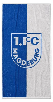 Produktbild von 1. FC Magdeburg Duschtuch blau-weiß, KI-generiertes Bild