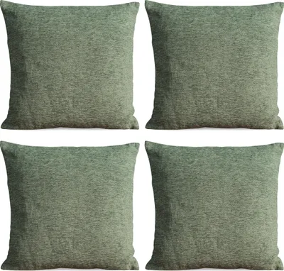 Produktbild von 4er Set Kissenhüllen 45x45 cm grün meliert als weiche Dekokissen