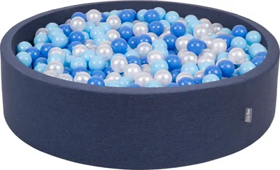 Zdjęcie produktu dla KiddyMoon suchy basen okrągły z piłeczkami 7cm 120x30 granatowy: babyblue-niebieski-perła 120x30/300piłek zabawka basen piankowy