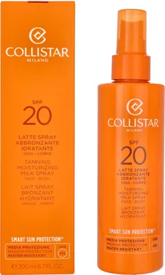 Produktbild von Collistar Tanning Moisturizing Milk Spray SPF20, Sonnenmilch, Gesicht & Körper, Flasche, Feuchtigkeitsspendend, Nährend, Schutz, Weichmachend, 200 ml, Unisex