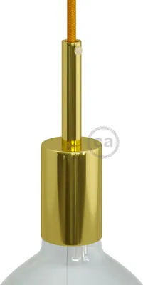Image de Kit Creative-Cables : douille E27 cylindrique en métal avec serre-câble de 7 cm - Laiton