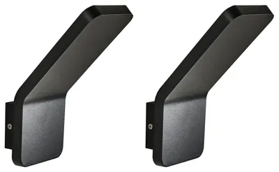 Zdjęcie produktu dla BELIANI Zestaw 2 zewnętrznych lamp ściennych LED czarny aluminium oświetlenie IP54 nowoczesny design