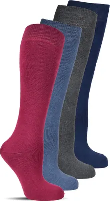 Produktbild von Frostfighter Damen Thermo-Kniestrümpfe (4x Paar) dicke warme Wintersocken Thermosocken Baumwolle Uni - bunt Vollfrottee Innenfutter