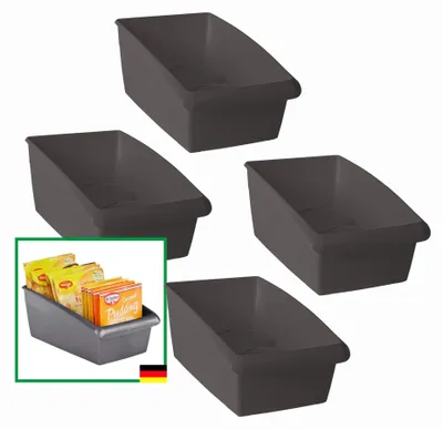 Productafbeelding van Novaliv Soepzakhouder, set van 4, opbergdoos voor laden, keuken - 25 x 12 cm, antracietgrijs. Opbergdoos voor kruiden - organizersysteem voor laden - geschikt voor dressings en bakbenodigdheden