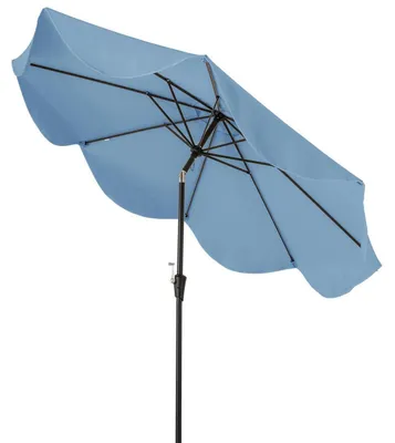 Immagine prodotto di Ombrellone da giardino, diametro 280 cm, con manovella e volantino, pieghevole su entrambi i lati, protezione UV, 8 stecche, colore blu