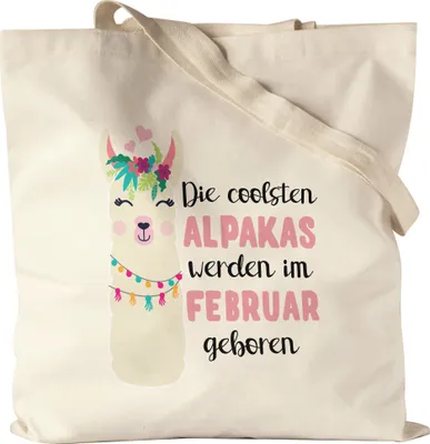 Produktbild von Die Coolsten Alpakas Werden im Februar Geboren Jutebeutel Stoffbeutel Canvas Wunschmonat Geschenkidee Geburtstag