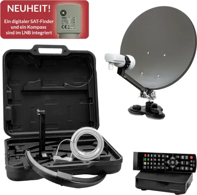 Produktbild von XORO MCA 38 HD Set: Kompakte Camping-Satellitenantenne mit Receiver, LNB, Satfinder und 10m Kabel im Hartschalenkoffer