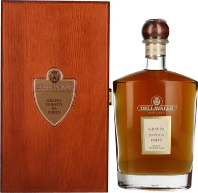 Produktbild von Dellavalle Grappa In Botti Da PORTO Single Vintage Cask 42% Vol. 0,7l in Holzkiste