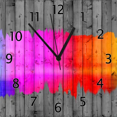 Produktbild von Wallario Design Wanduhr Holzpaneel - Bemaltes buntes Holz aus Echtglas, Größe 30 x 30 cm