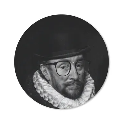 Produktbild von MuchoWow® Mauspad Mousepad Porträt von Wilhelm I. - Adriaen Thomasz - Schwarz und Weiß 50x50 cm - Mousepads - Maus Mat - Pad - Mausunterlage - Vinyl