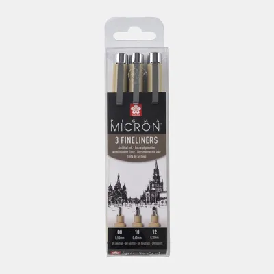 Obrázok produktu pre Sakura Pigma Micron Fineliner Set Broad Technické perá Black 3 ks