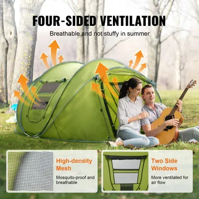 Productafbeelding van Campingtent - Opvouwbar Campingtent - Pop-Up Tent voor 4 personen - Familietent - Koepeltent - Draagbare