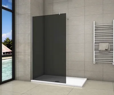 Produktbild von Aica Schwarze walk in Dusche 100x200cm Duschwand 8mm NANO-Glas mit Glasschutzfolie +einstellbar 70-120cm Stabilisator Duschtrennwand F123 Duschkabine