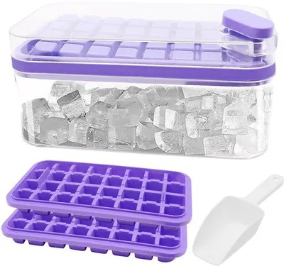 Immagine prodotto di Stampo in silicone per cubetti di ghiaccio Ibenzoa®, con coperchio a prova di perdite, a doppio strato, adatto al contatto con gli alimenti, lavabile in lavastoviglie, include una paletta per il ghiaccio