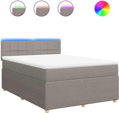 Zdjęcie produktu dla vidaXL Łóżko sprężynowe z materacem Taupe 160x200 cm tkanina