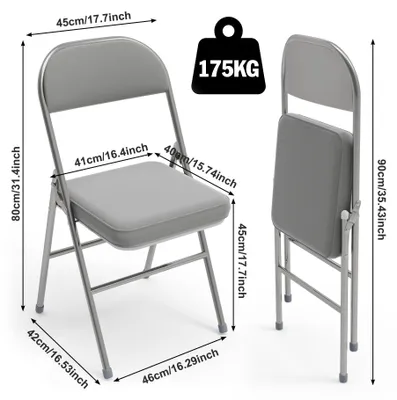 Image de Fauteuil pliable - Fauteuil rabattable - Siège pliable - Fauteuil de salle à manger - Chaise de jardin - Lot de 2 - Assise en similicuir