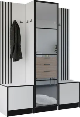 Image de KIER FURNITURE Armoire EDEN, armoire de chambre, penderie, armoire d'entrée, blanche, 159,6 x 205 x 39 cm