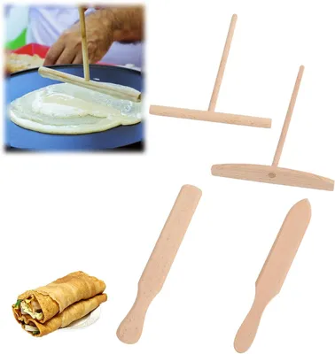 Imagen del producto de Juego de utensilios de cocina de madera de haya, de 4 piezas, que incluye una espátula y una paleta para masa