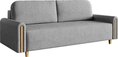 Image de Selsey Majla - Canapé-lit 3 places avec tissu texturé hydrofuge et coffre de lit, Gris