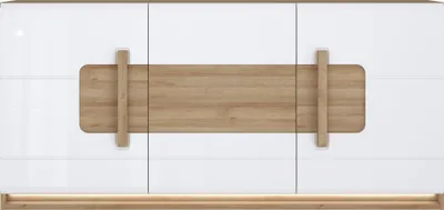 Produktbild von Sideboard >ATTENTION< 3 Türen, 1 Schub, LED, Eiche Nachbildung / Weiß - 194,6x91,6x41,5cm (BxHxT)