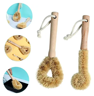 Produktbild von 2 Stück Küchenreinigungsbürsten mit Naturborsten und Holzgriff