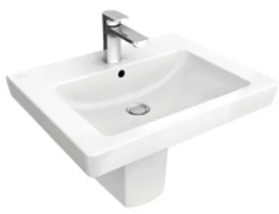 Zdjęcie produktu dla Villeroy & Boch umywalka Subway 2.0 711360, 600 x 470 mm, prostokątna, 1HL. centralny otwór na baterię, z przelewem, biały alpejski
