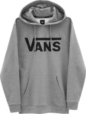 A gray Vans hoodie with the Vans logo in black on the front.
