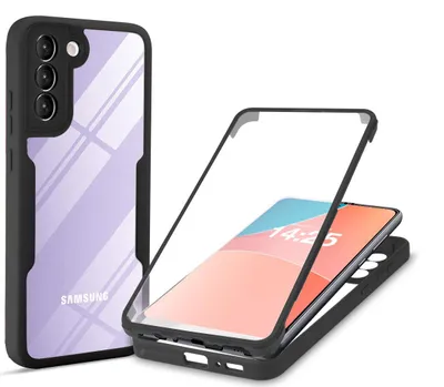 Produktbild von 360 Grad Rundum Schutz Handyhülle für Samsung Galaxy S21 FE 5G Full Cover Vollschutz Case Farbe: Schwarz