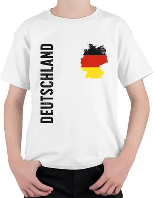 Immagine prodotto di Maglietta Germania Bandiera Tifoso DE Coppa del Mondo Unisex Bambini, Bianco, 104