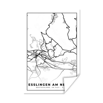 Produktbild von MuchoWow® Poster Esslingen am Neckar - Karte - Stadtplan 60x90 cm - Wanddekoration