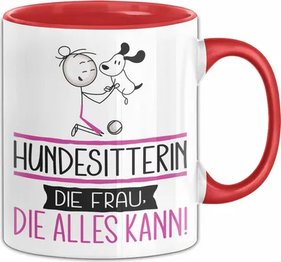 Produktbild von Hundesitterin Geschenk Tasse Becher Die Frau Die Allen Kann Geschenkidee für eine Hundesitterin Lustig (Rot)
