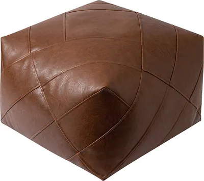 Image de （L 50*50*38cm，Brun）Couverture de pouf en cuir rembourré, coussin repose-pied carré pour le sol