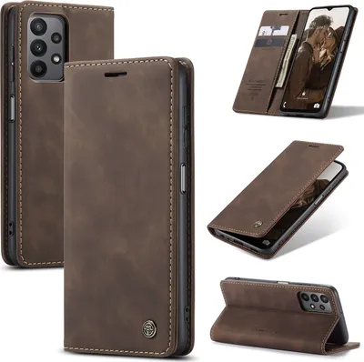 Produktbild von Galaxy A23 4G Hülle, Retro Kunstledertasche mit Standfunktion Schutzhülle für Samsung Galaxy A23 4G Kaffee