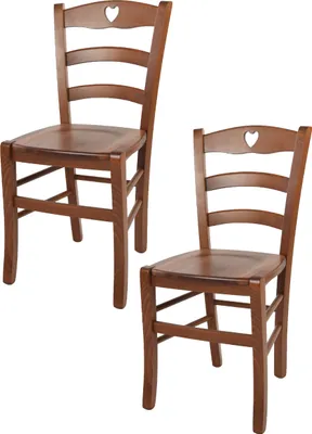 Produktbild von t m c s Tommychairs - 2er Set Stühle CUORE für Küche und Esszimmer, robuste Struktur aus Buchenholz in der Farbe Helles Nussbraun lackiert und Sitzfläche aus Holz