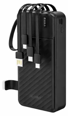 Produktbild von Powerbank 20.000 mAh mit integriertem USB-C-, USB-A & Lightning-Kabel Externer Akku mit Schnellladefunktion – Schwarz / 10.000 mAh