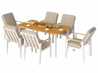 Produktbild von RICHLY Gartenlounge-Set Dining Lounge für 6 Personen Outdoor,Garten-Essgruppe mit Kissen und Sitzpolstern Aluminium,Gartenmöbelset, 7-tlg,Beige