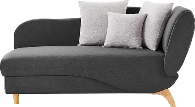 Produktbild von Chaiselongue aus anthrazitfarbenem Stoff mit Stauraum für das Bettzeug PENELOPE